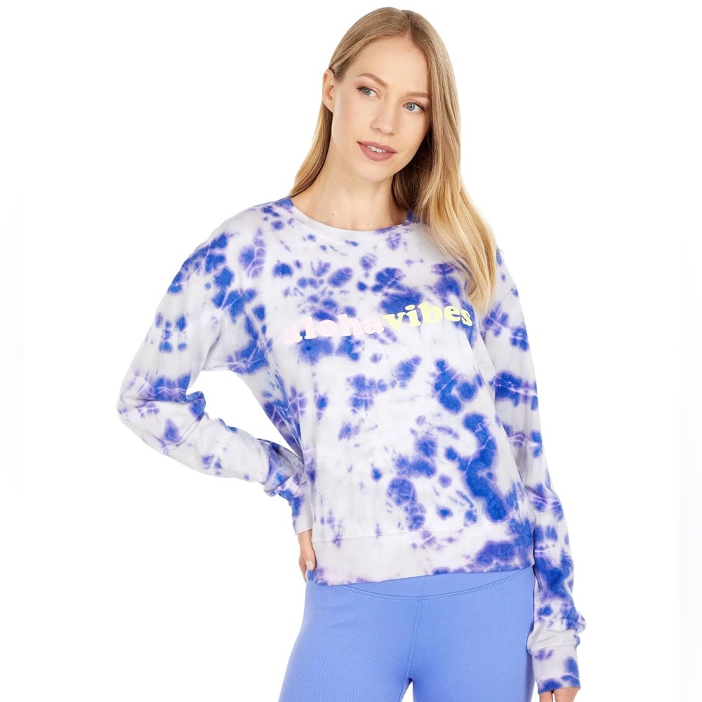 Spiritual Gangster Purple Tie Dye Aloha Vibes Crewneck Small Sweatshirt